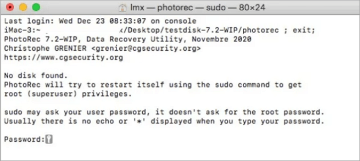 sudo photorec