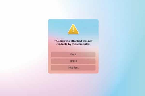 the screenshot of mac the disk you attached was not readable