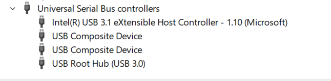 a screenshot: Universal Serial Bus controllers