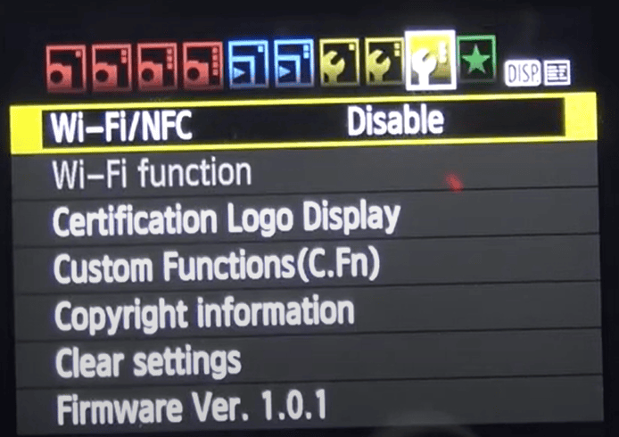 a photo of Canon Camera's wifi/NFC function
