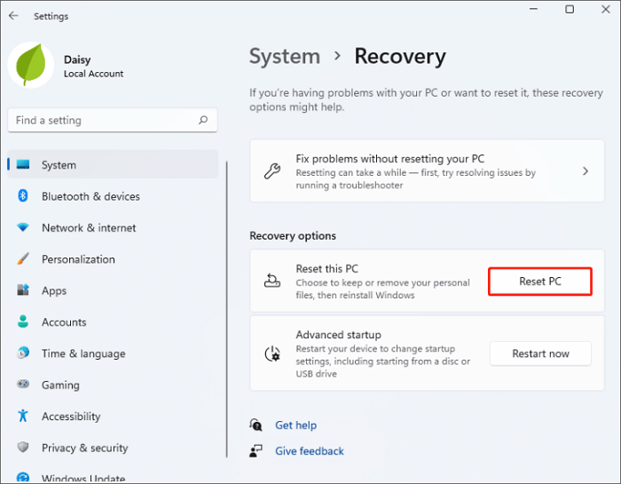 windows 11 system recovery
